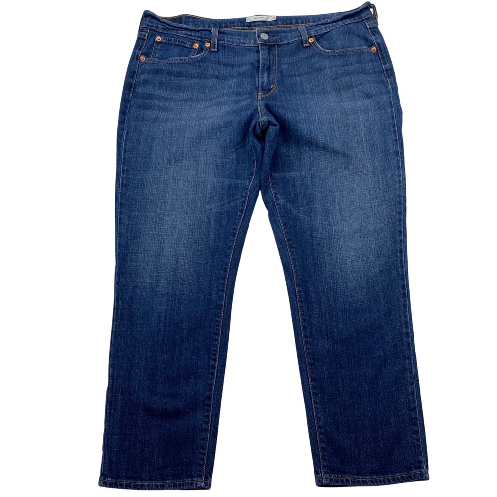 Levi's Boyfriend Jeans Womens 32 (35.5x26.5) Blue Medium Wash Mid Rise Straight